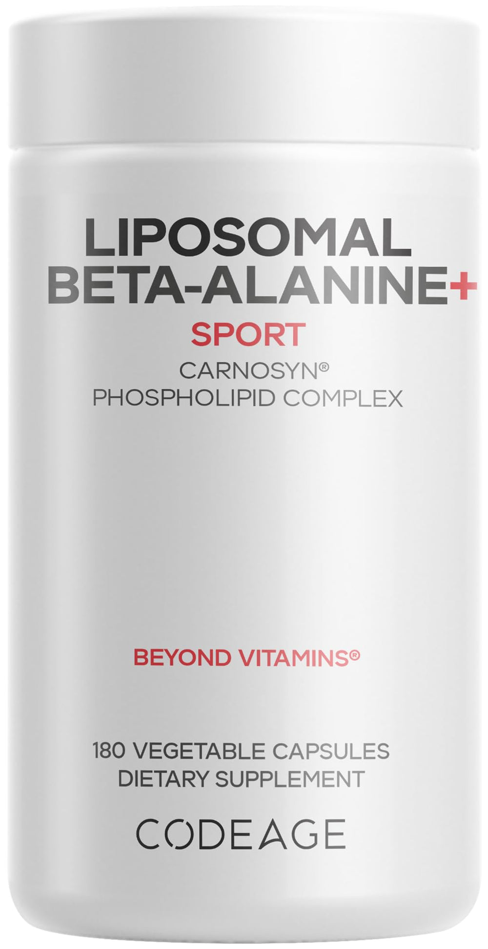 Codeage Liposomal Beta-Alanine bottle front view with 2-month supply highlighted for athletic performance support