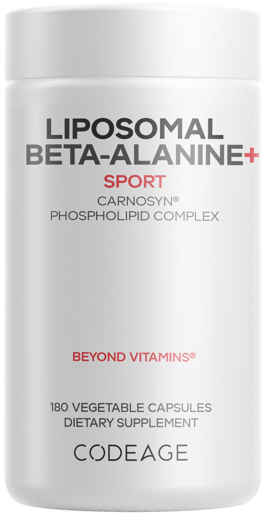 Codeage Liposomal Beta-Alanine bottle front view with 2-month supply highlighted for athletic performance support
