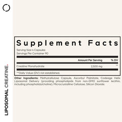 Codeage Liposomal Creatine Monohydrate bottle back label with ingredients and servings