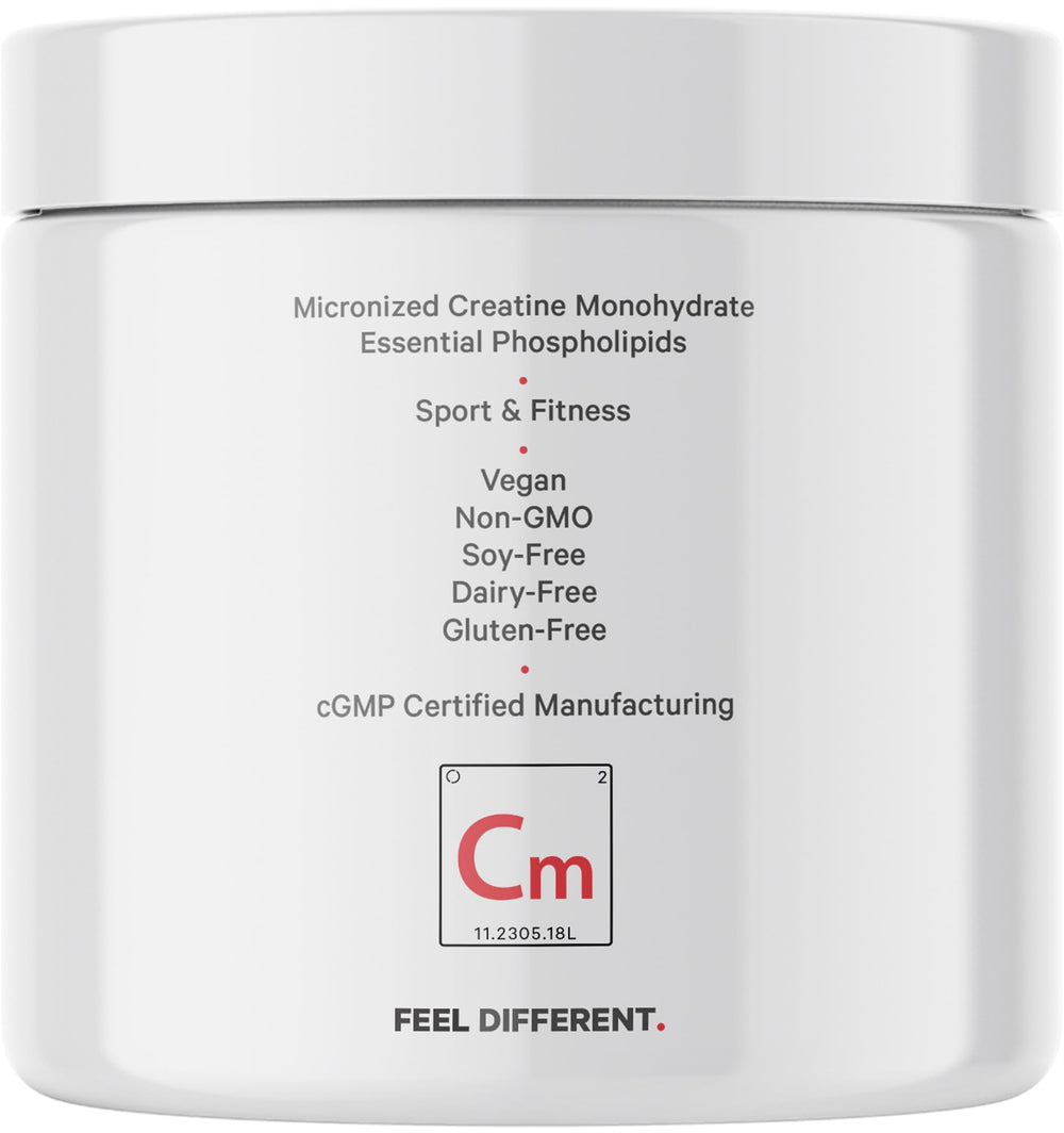 Codeage Liposomal Creatine powder in a modern kitchen setup.