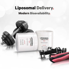 Codeage Liposomal Creatine powder being poured into a shaker for mixing.