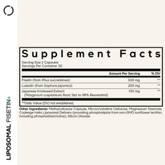 Codeage Liposomal Fisetin cap closeup highlighting easy to swallow capsules