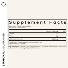 Codeage liposomal L-glutamine powder scoop indicating daily serving.