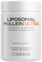 Codeage Liposomal Mullein Ultra bottle cap close-up for daily wellness support.