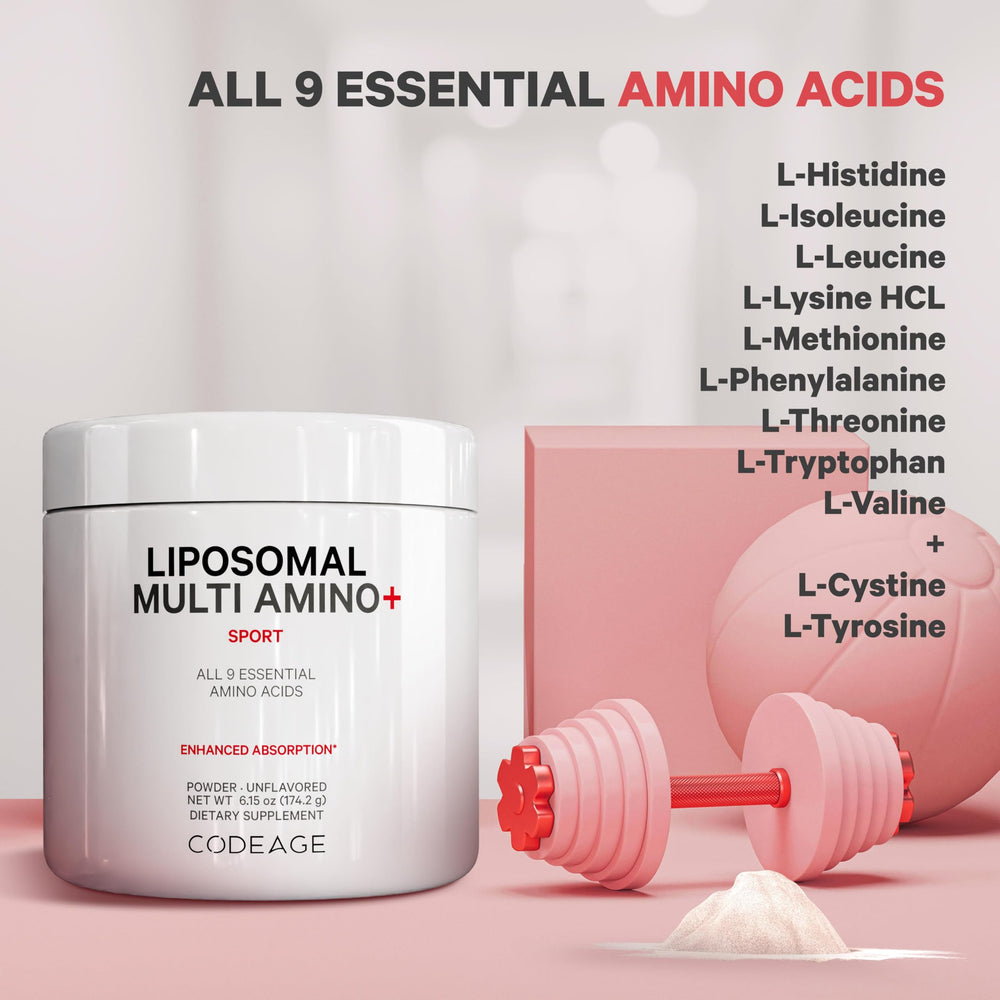 Codeage Liposomal Multi Amino ingredients list highlights all nine essential amino acids