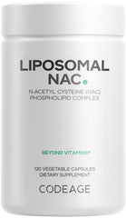Codeage Liposomal NAC bottle front shows vegan daily wellness support.