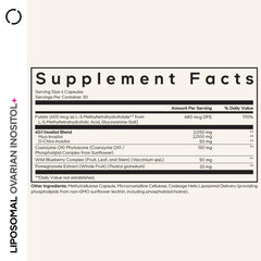 Codeage Liposomal Ovarian Inositol+ capsules closeup highlights convenient vegan capsules