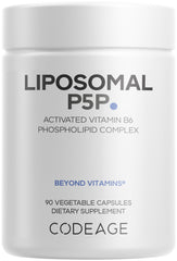 Codeage Liposomal P5P bottle label shows active B6 form for daily supplementation.