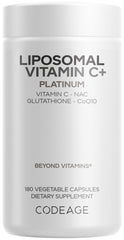 Codeage Liposomal Vitamin C+ Platinum bottle with 60 capsules for a two-month supply.
