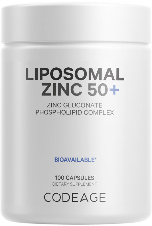 Codeage Liposomal Zinc 50mg bottle front for daily wellness support.