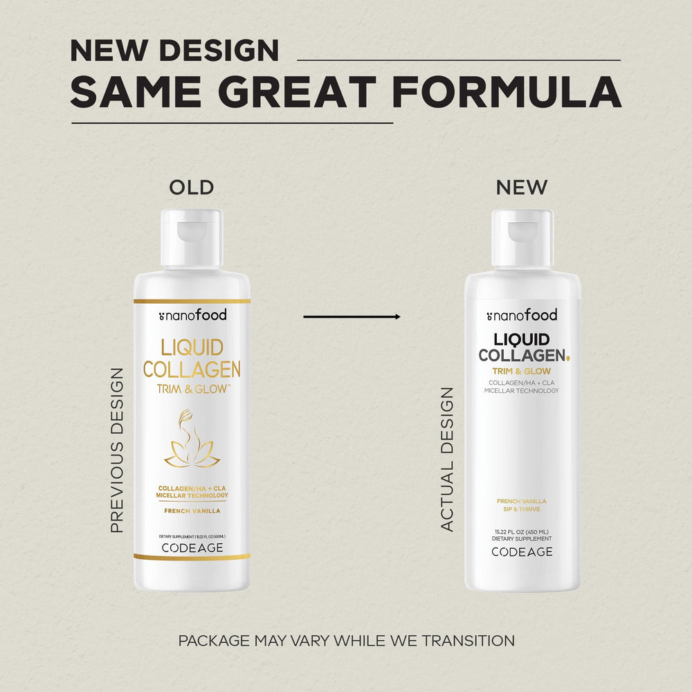 Codeage Liquid Collagen Vanilla glass reveals vibrant color and silky mouthfeel.