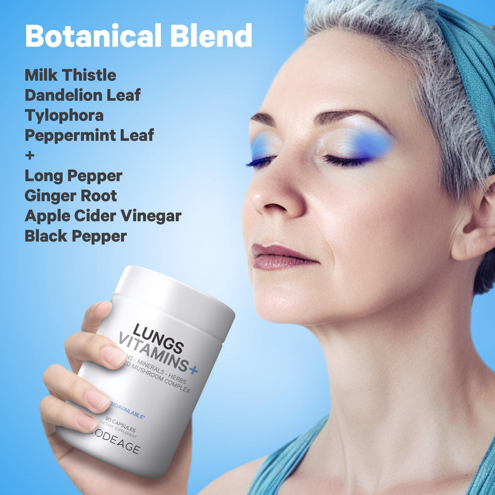 Codeage Lungs organic herbs blend with peppermint and dandelion.