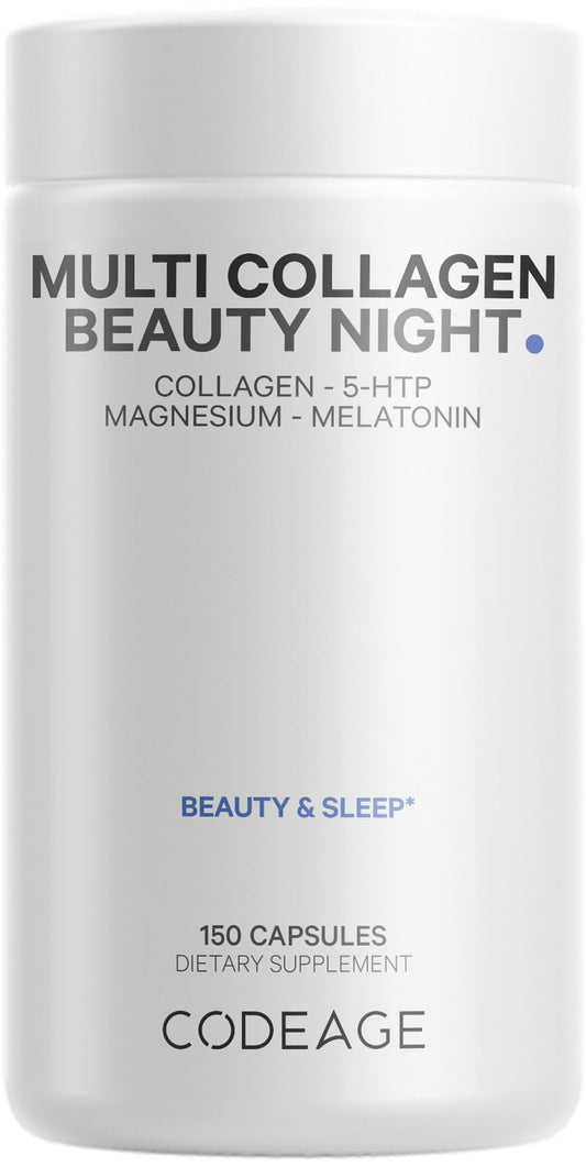 Codeage Multi Collagen Beauty Night bottle front for nightly routine.