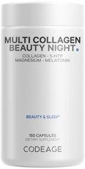 Codeage Multi Collagen Beauty Night bottle front for nightly routine.