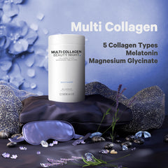 Codeage Beauty Night label close-up highlights melatonin and magnesium.