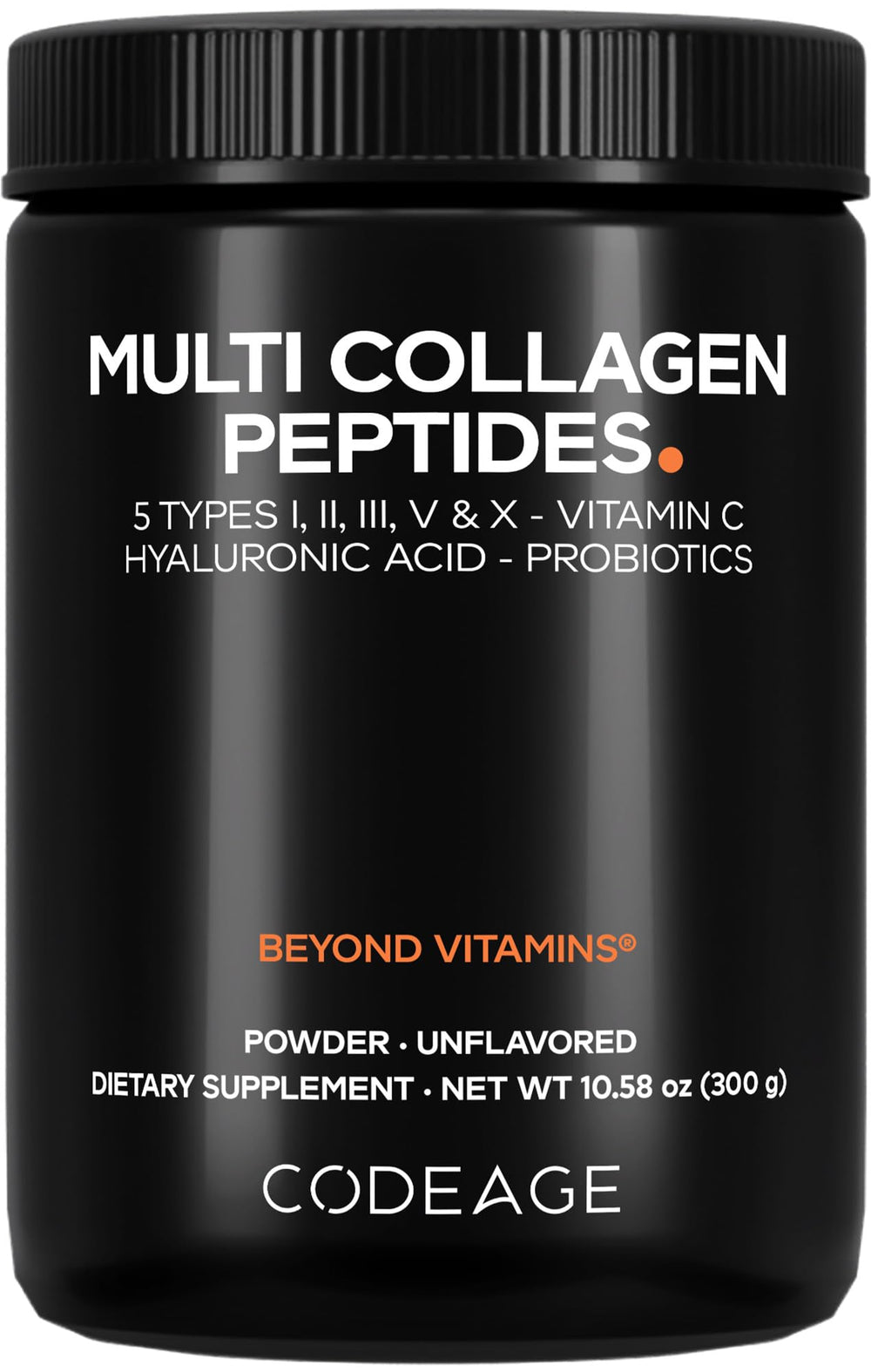 Codeage Multi Collagen Black Edition bottle on shelf for convenient daily routine.