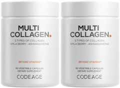 Codeage Multi Collagen bottle on table ready for daily use