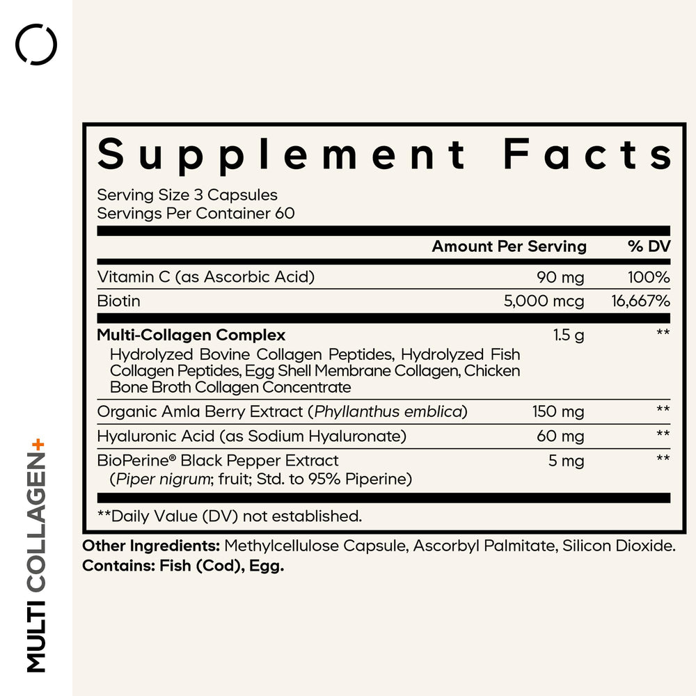 Codeage Multi Collagen+ nutrition panel shows 90 mg vitamin C per serving