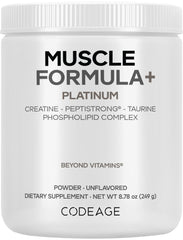 Codeage Muscle Formula+ Platinum bottle with unflavored powder for versatile shakes