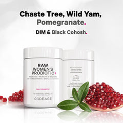 Codeage Raw Women's Probiotic with DIM and colorful phytonutrients from fruits.