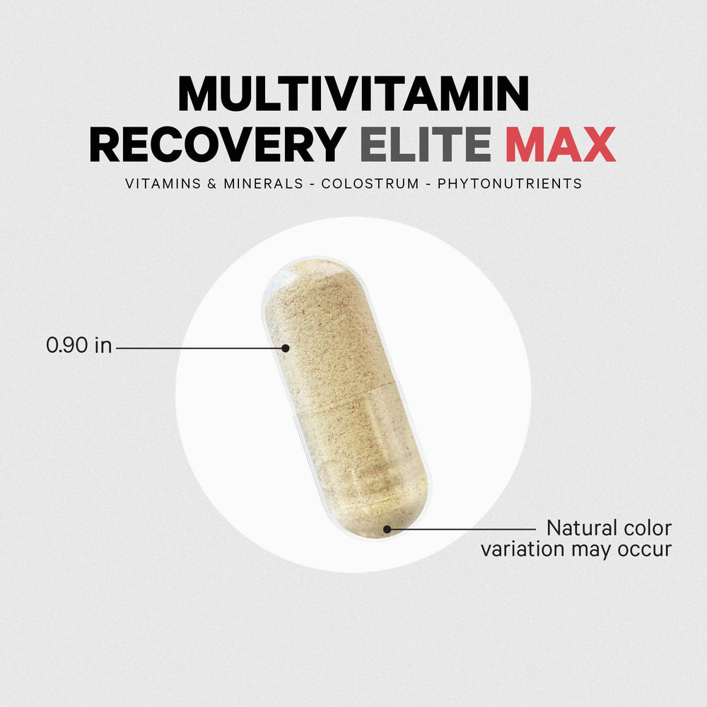 Codeage Recovery Elite Max bottle with glass of water suggesting easy daily use.