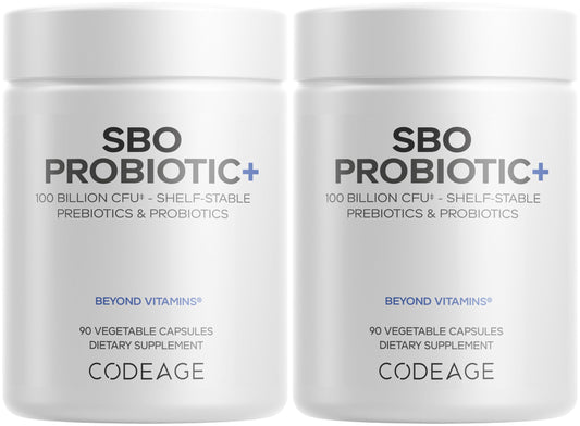Codeage SBO Probiotic bottle and capsules for daily gut balance