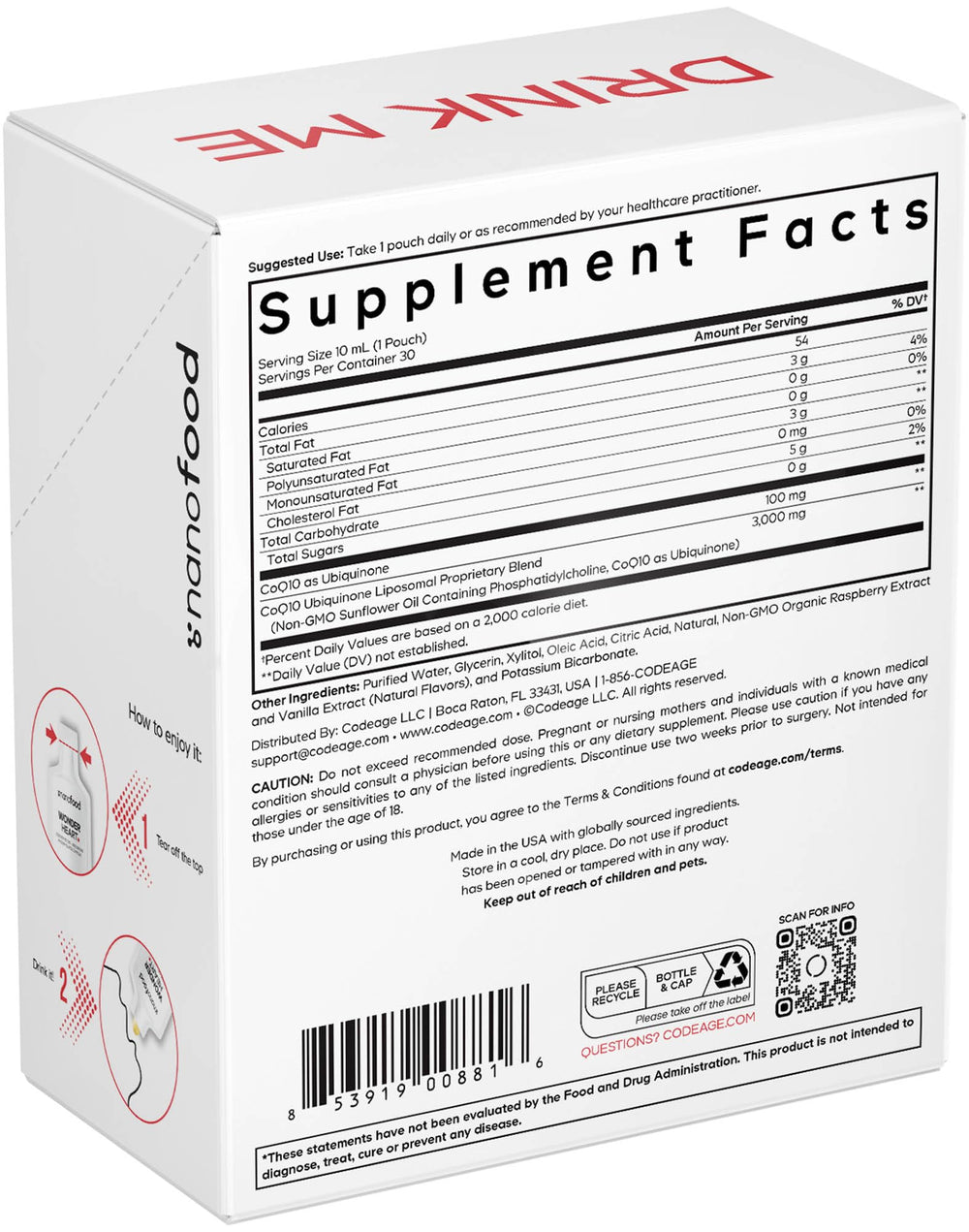 Codeage Wonder Heart CoQ10-ingredients list visible on label for transparency.