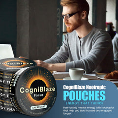 CogniBlaze label close-up showing premium blend and ingredients.