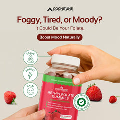 CogniTune L-Methylfolate Gummies on a desk for daily routine planning.