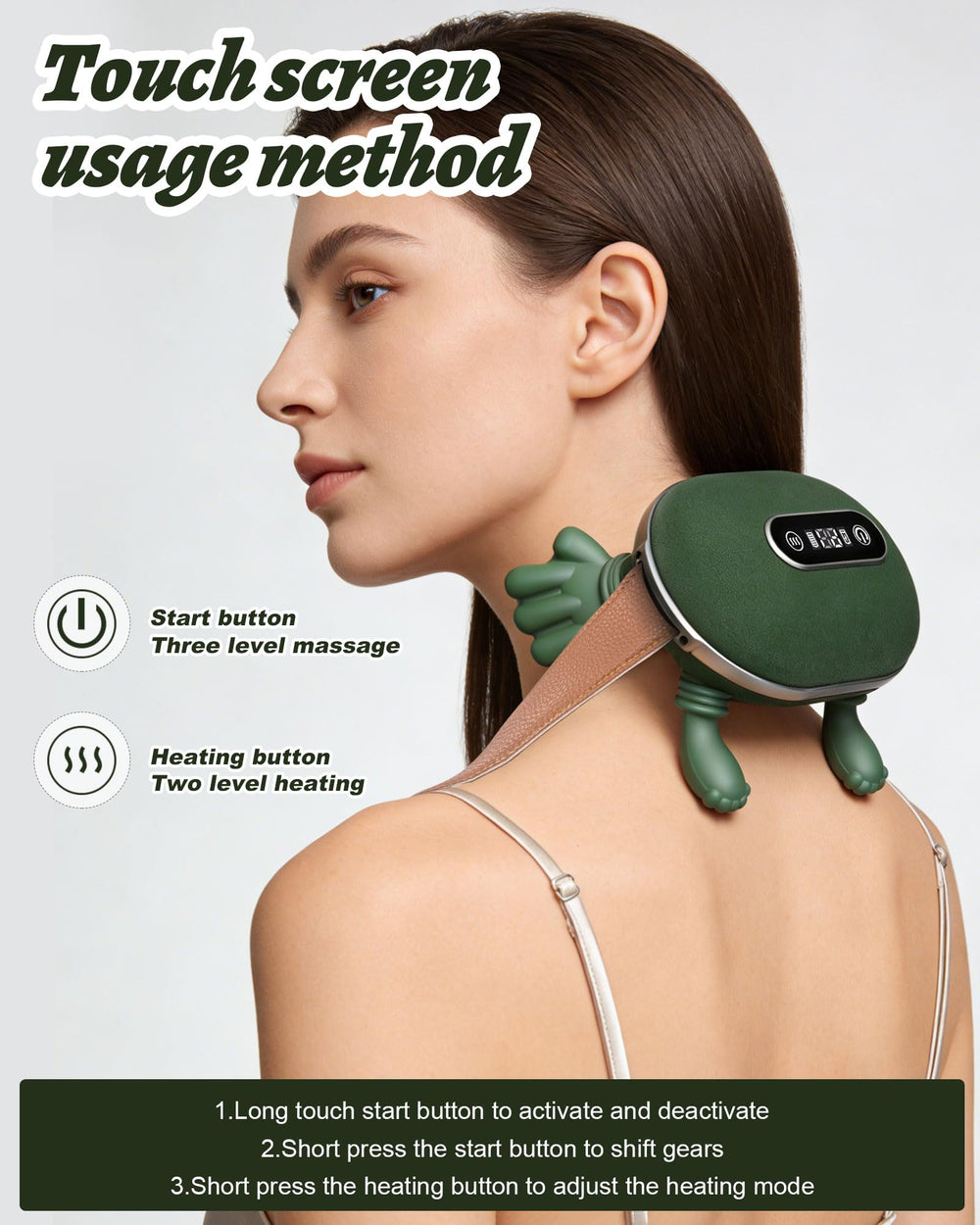 Cokxiore neck-back massager heat-function highlights dual levels for comfort.