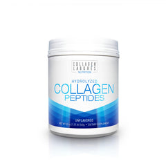 Collagen Laborés bottle label shows premium hydrolyzed peptides for daily use