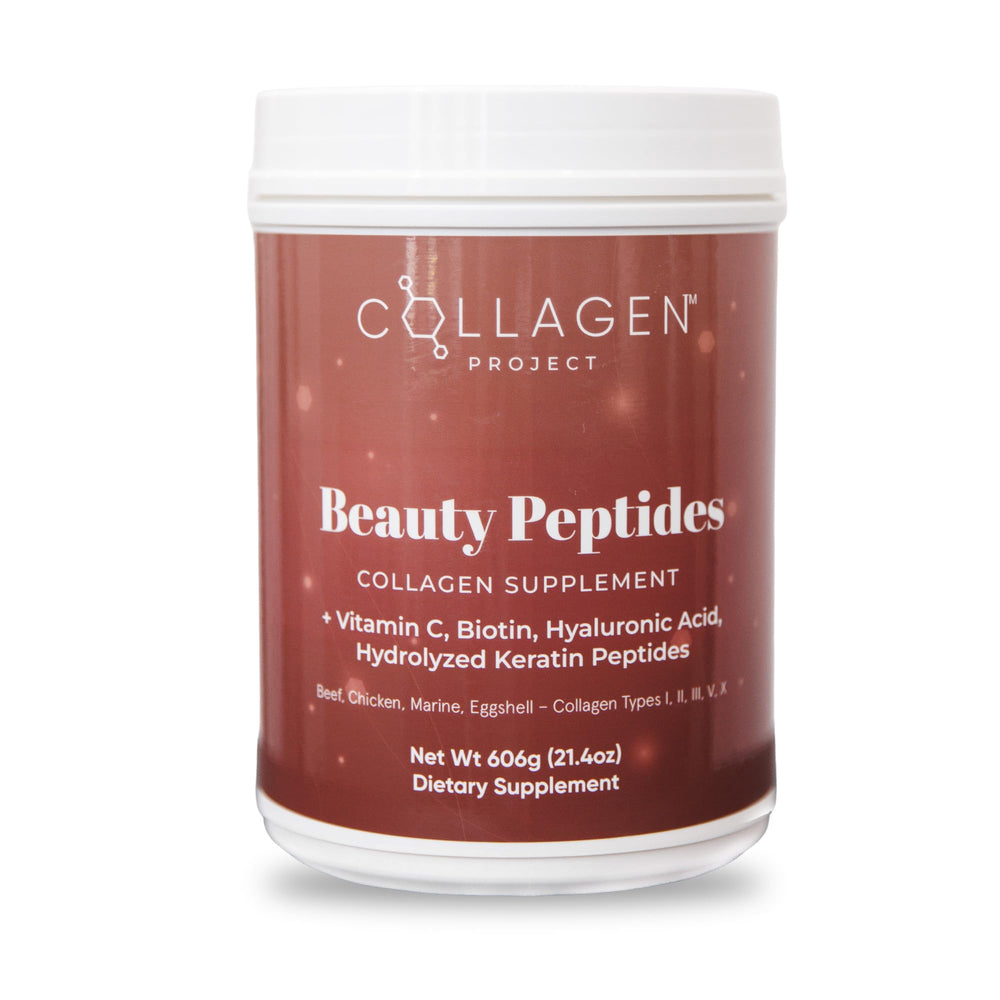 Collagen Project powder pour into glass for a smooth daily beauty boost.