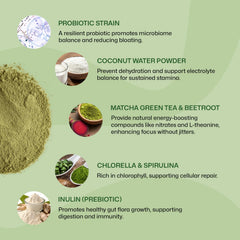 ColonBroom greens powder stirred into a glass for a smooth daily drink