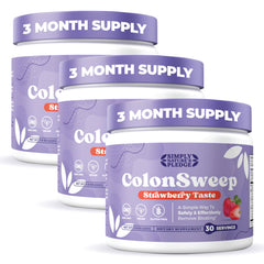 Colonsweep strawberry powder bottle ready for a refreshing gut-friendly mix.