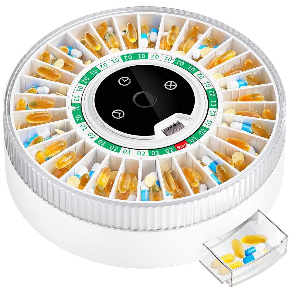 COLORWING 2025 smart pill dispenser front view showing organized 31-slot layout