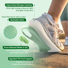 Com MUMU lightweight insoles provide effective shock absorption for long wear.