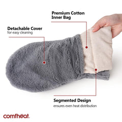 Moist heat or cold therapy options with Comfheat gloves for inflammation relief.