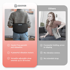COMFIER back-pain pad setup demonstrating easy plug-in operation