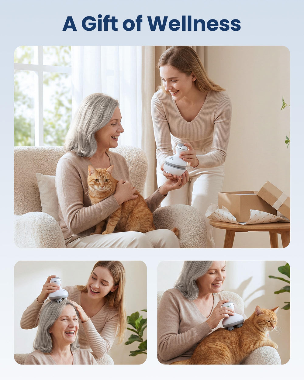 COMFIER handheld head-scratcher delivers focused massage on neck and shoulders.