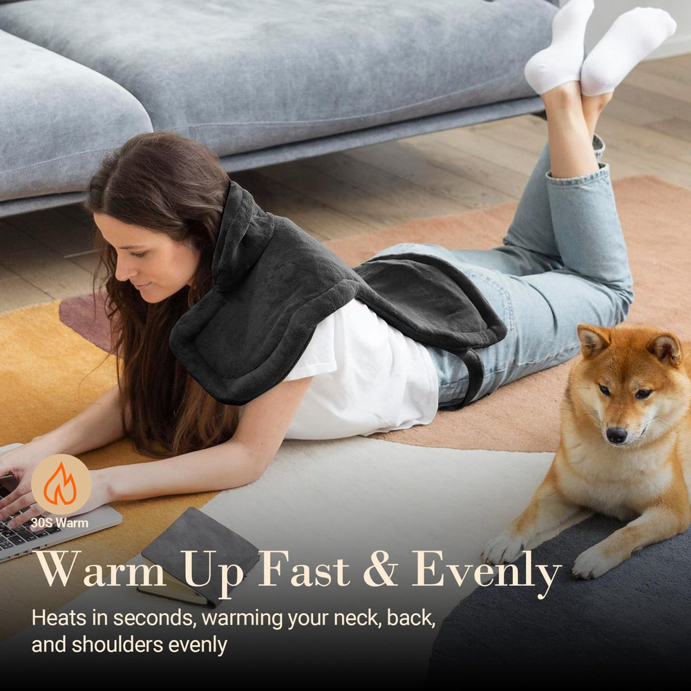 COMFIER neck and shoulder wrap shows adjustable heat for targeted relief