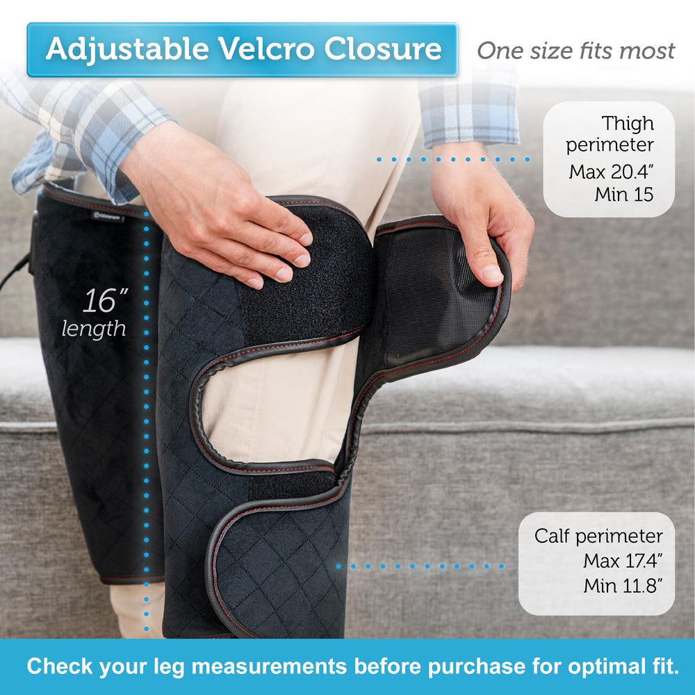 COMFIER wrap-around knee heating pad demonstrates secure adjustable fit for daily wear.