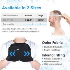 ComfiTECH head ice pack wrap hair-hole design eases wear for long hair.