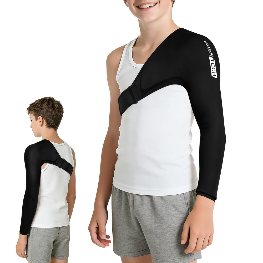 ComfiTECH youth shoulder-arm wrap provides pitcher-focused cold recovery for the shoulder.