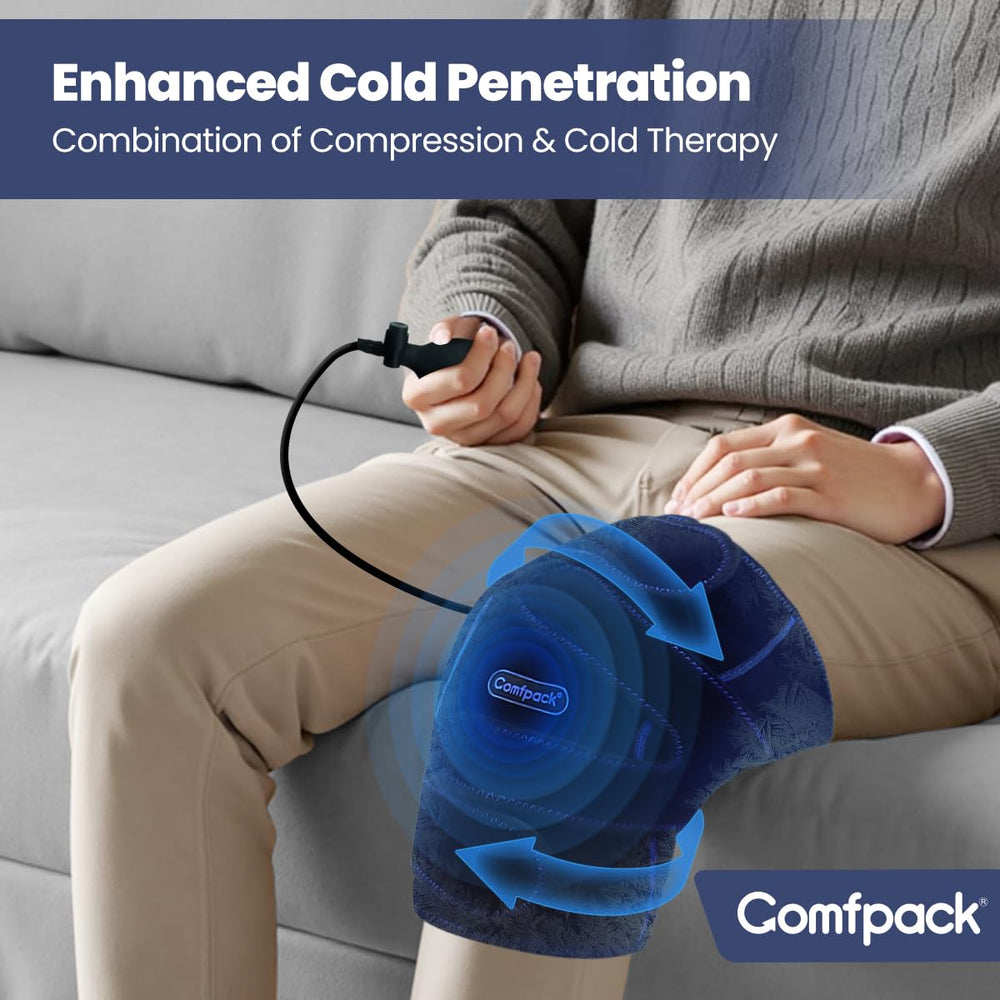 Comfpack four-strap system keeps the wrap in place for stable support.