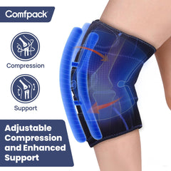 Comfpack knee wrap back view shows even pressure distribution for comfort during activity.