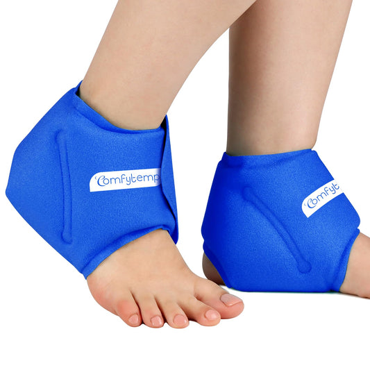 Comfytemp ankle ice pack wrap on foot for targeted cold therapy relief.