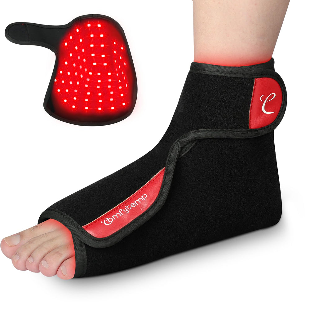 Comfytemp foot wrap worn on foot for full coverage and comfort during daily use