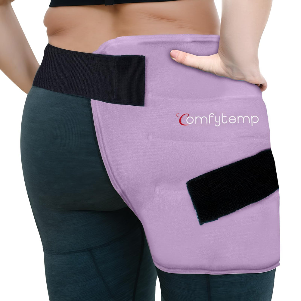 Comfytemp hip wrap demonstrates extended coverage for targeted hip relief