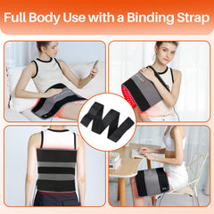 Comfytemp red light therapy pad applied to leg or knee for recovery support after activity.