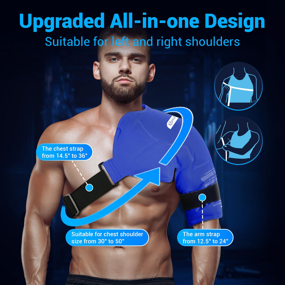 Comfytemp shoulder wrap offers hot therapy for post-workout relaxation.